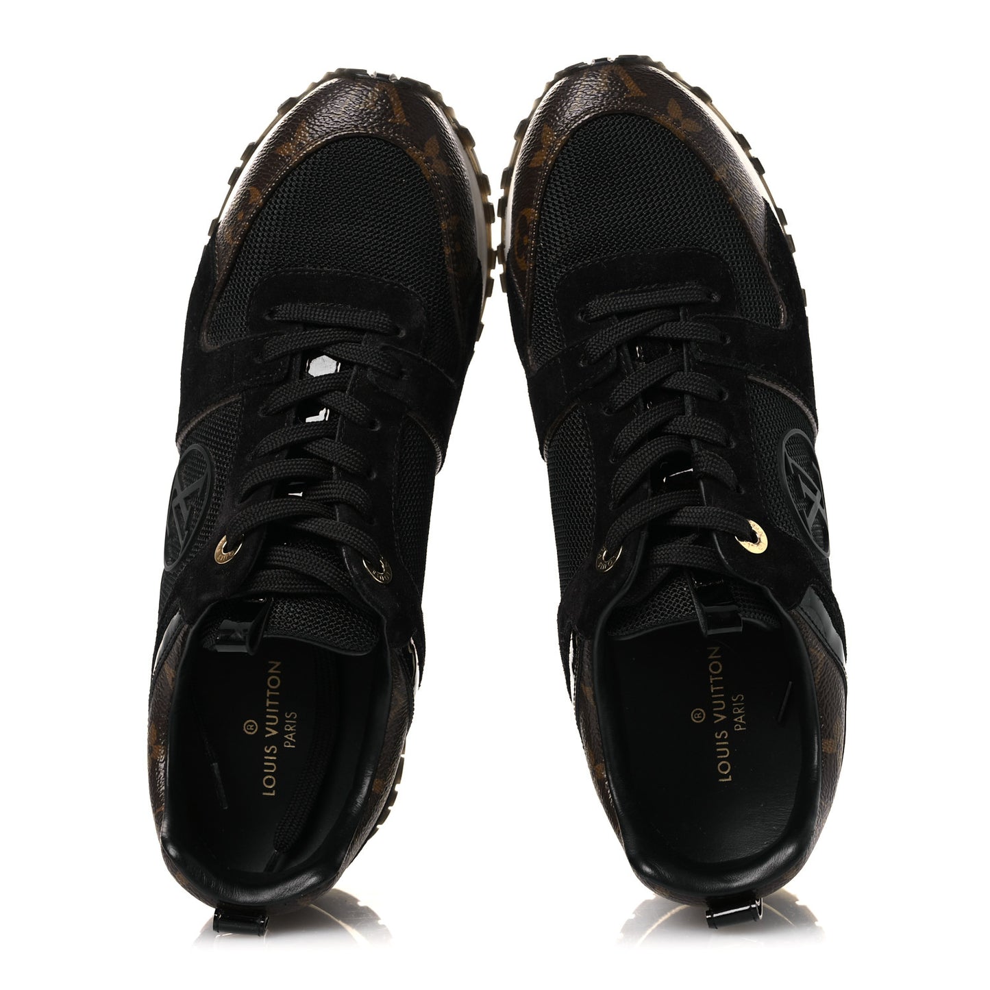 Suede Monogram Run Away Sneakers 38.5 Black