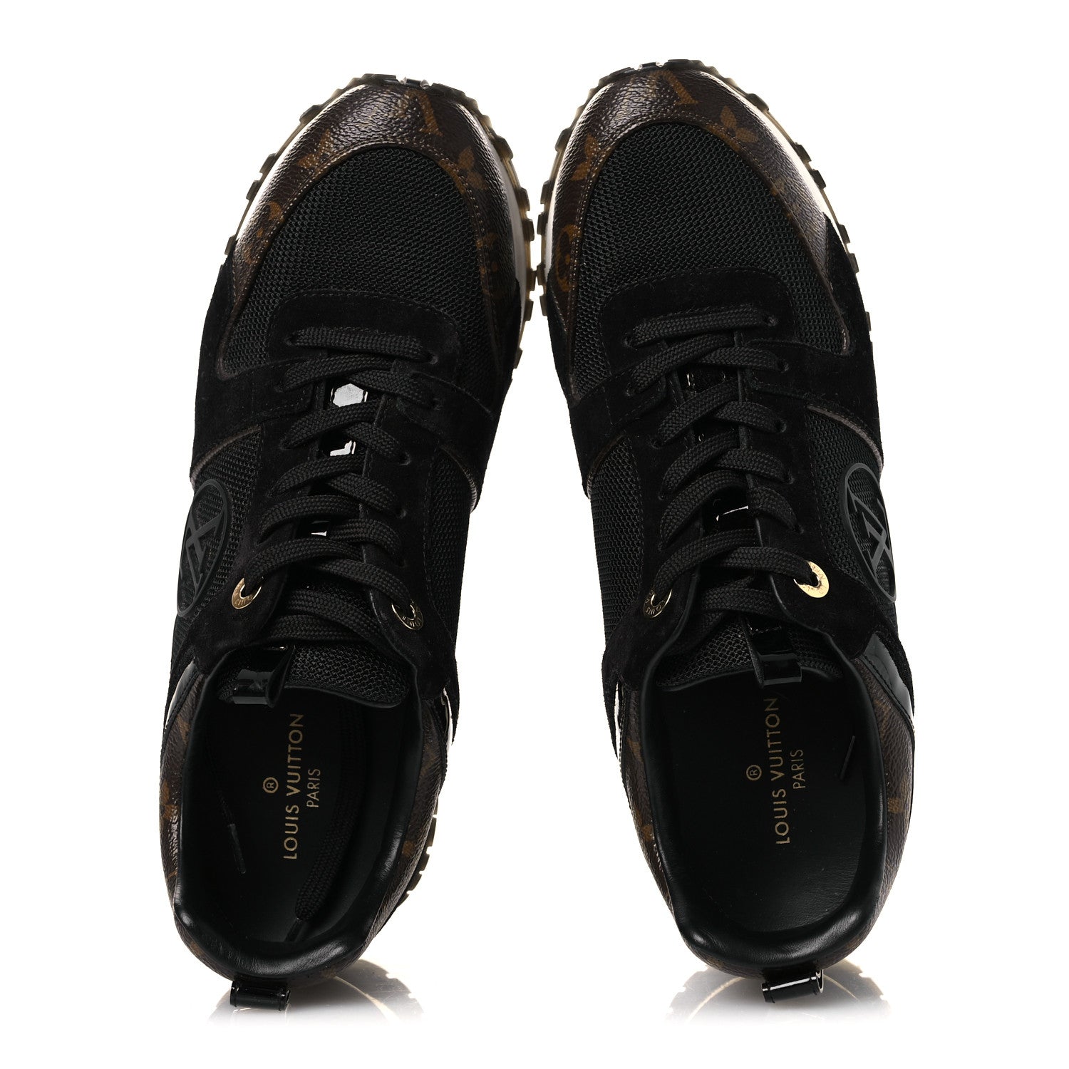 Louis Vuitton Suede Monogram Run Away Sneakers 38.5 Black 2 of 10