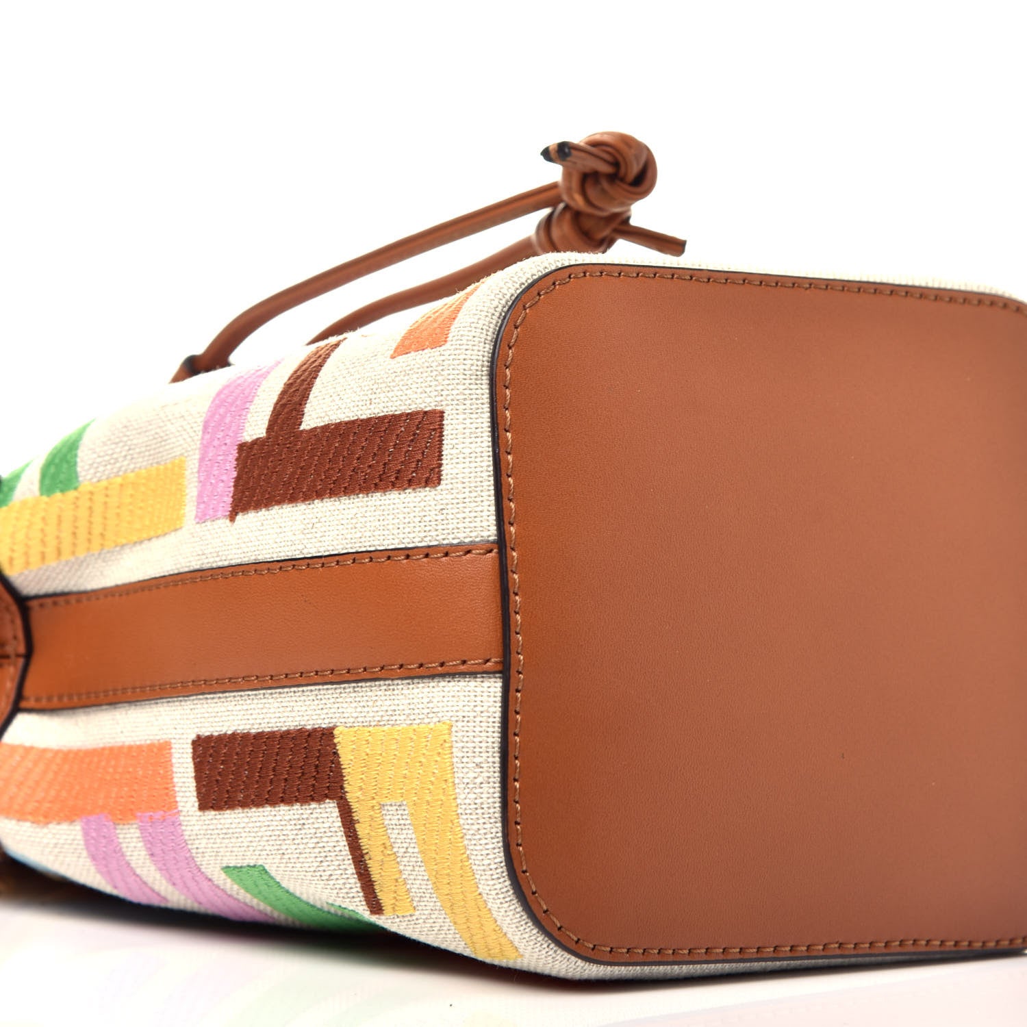 Fendi Kuban Canvas Vitello King F is Fendi FF Embroidered Mini Mon Tresor Bucket Bag Multicolor Cuoio 9 of 10