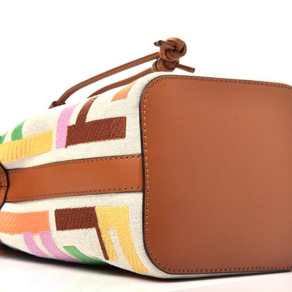 Fendi Kuban Canvas Vitello King F is Fendi FF Embroidered Mini Mon Tresor Bucket Bag Multicolor Cuoio 9 of 10