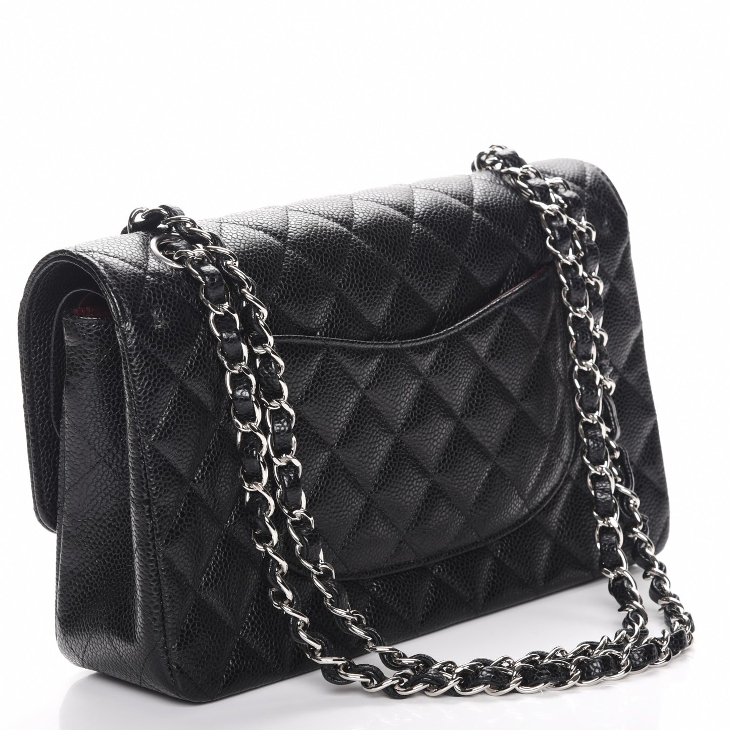 Caviar Quilted Medium Double Flap Black