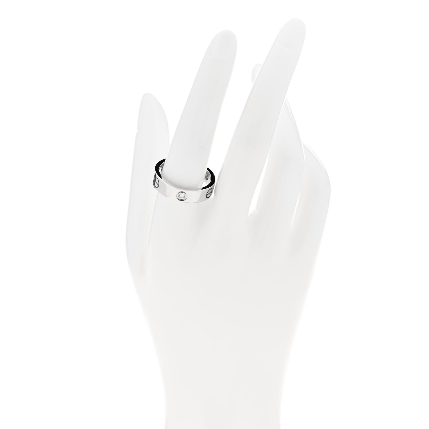 Cartier 18K White Gold 3 Diamond 5.5mm LOVE Ring 61 9.5 2 of 4