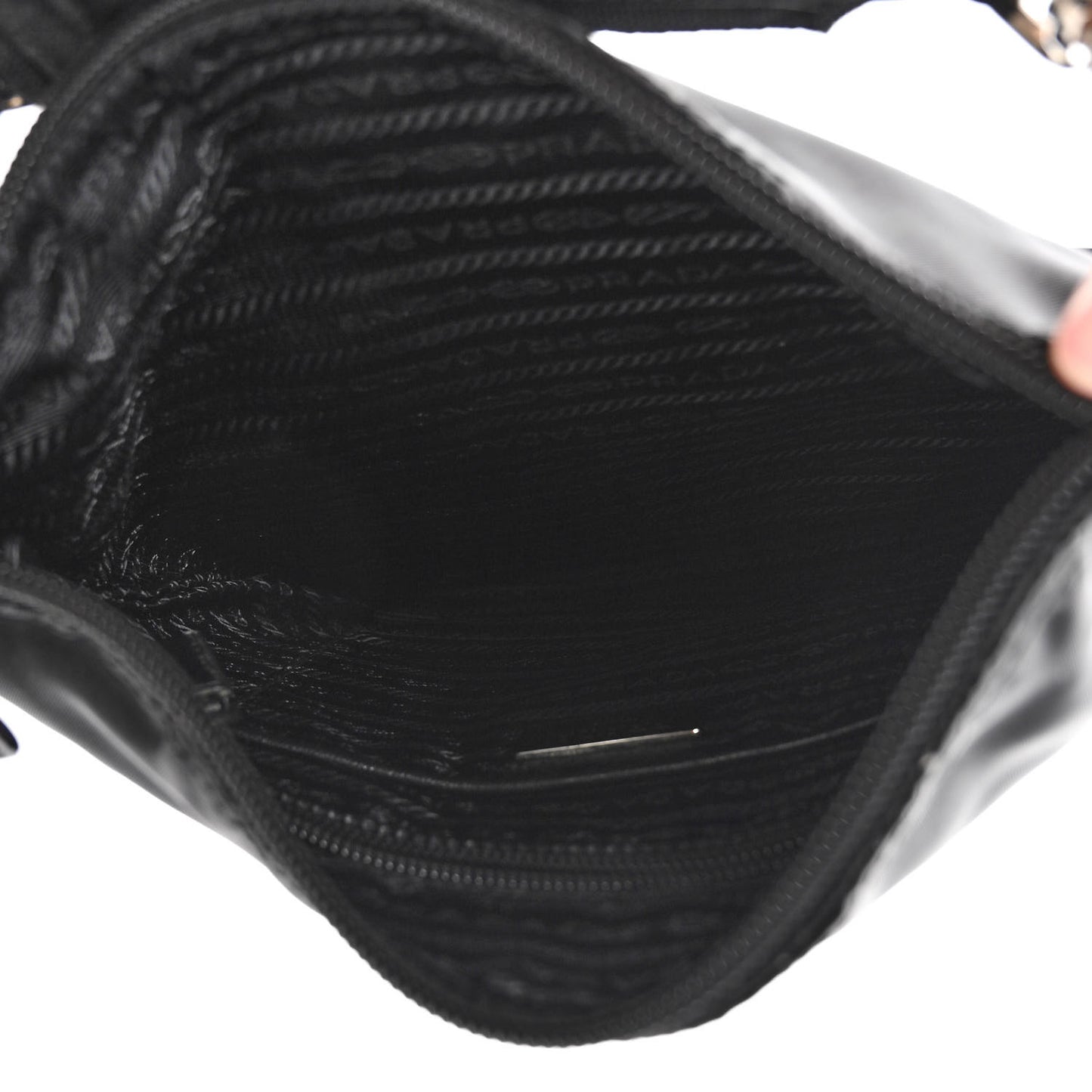 Nylon Saffiano Flat Messenger Bag Black