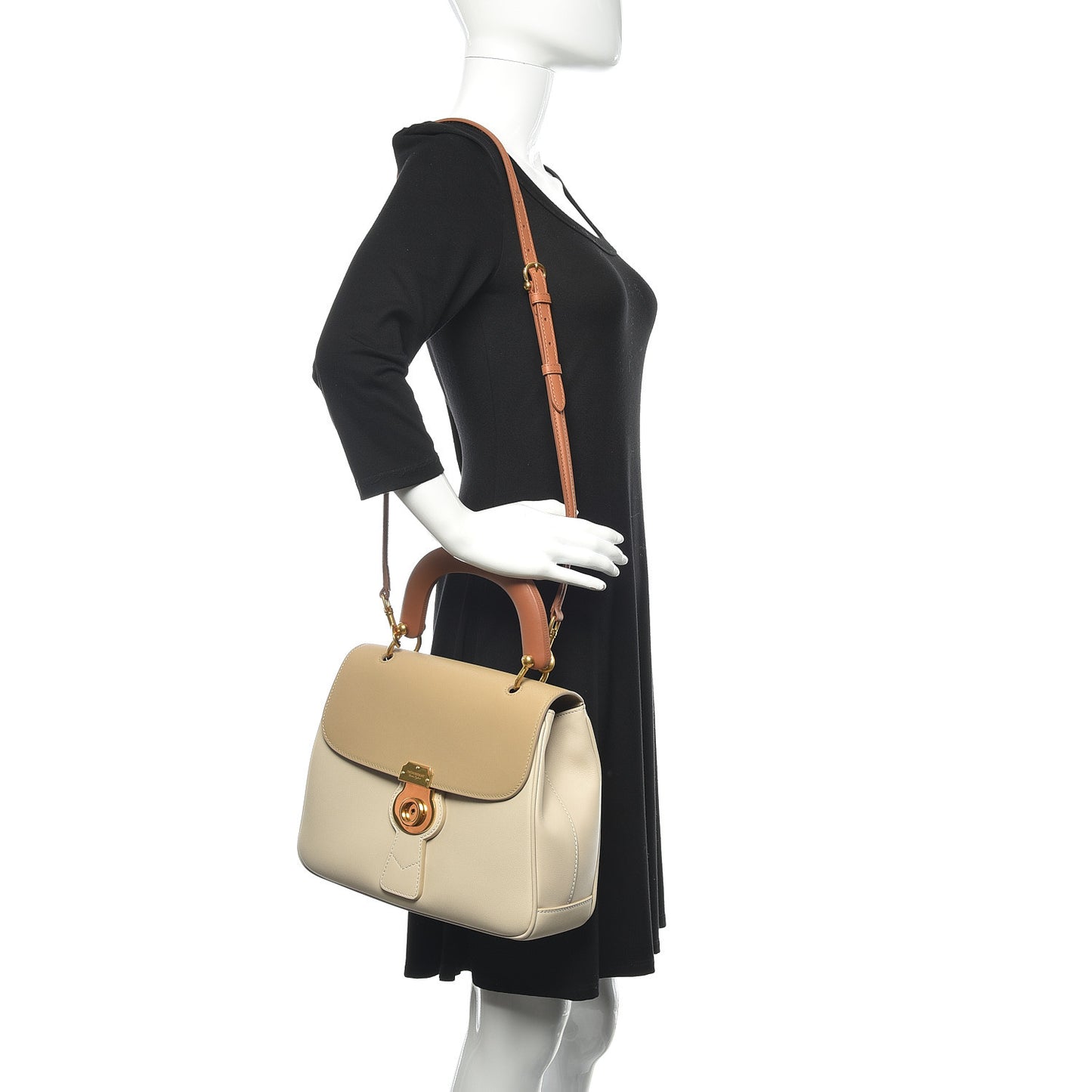 Trench Calfskin Medium DK88 Top Handle Bag Honey Limestone