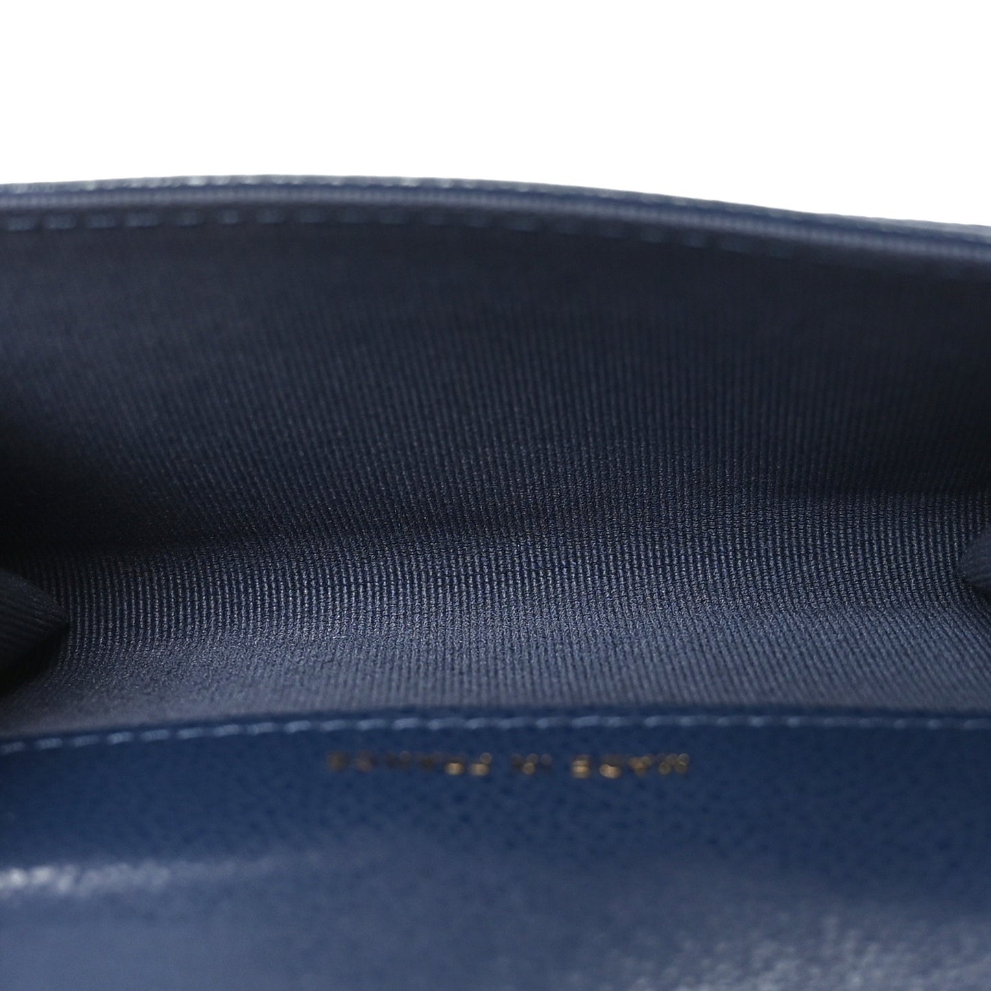 Caviar Quilted Flap Card Holder Wallet Navy Blue