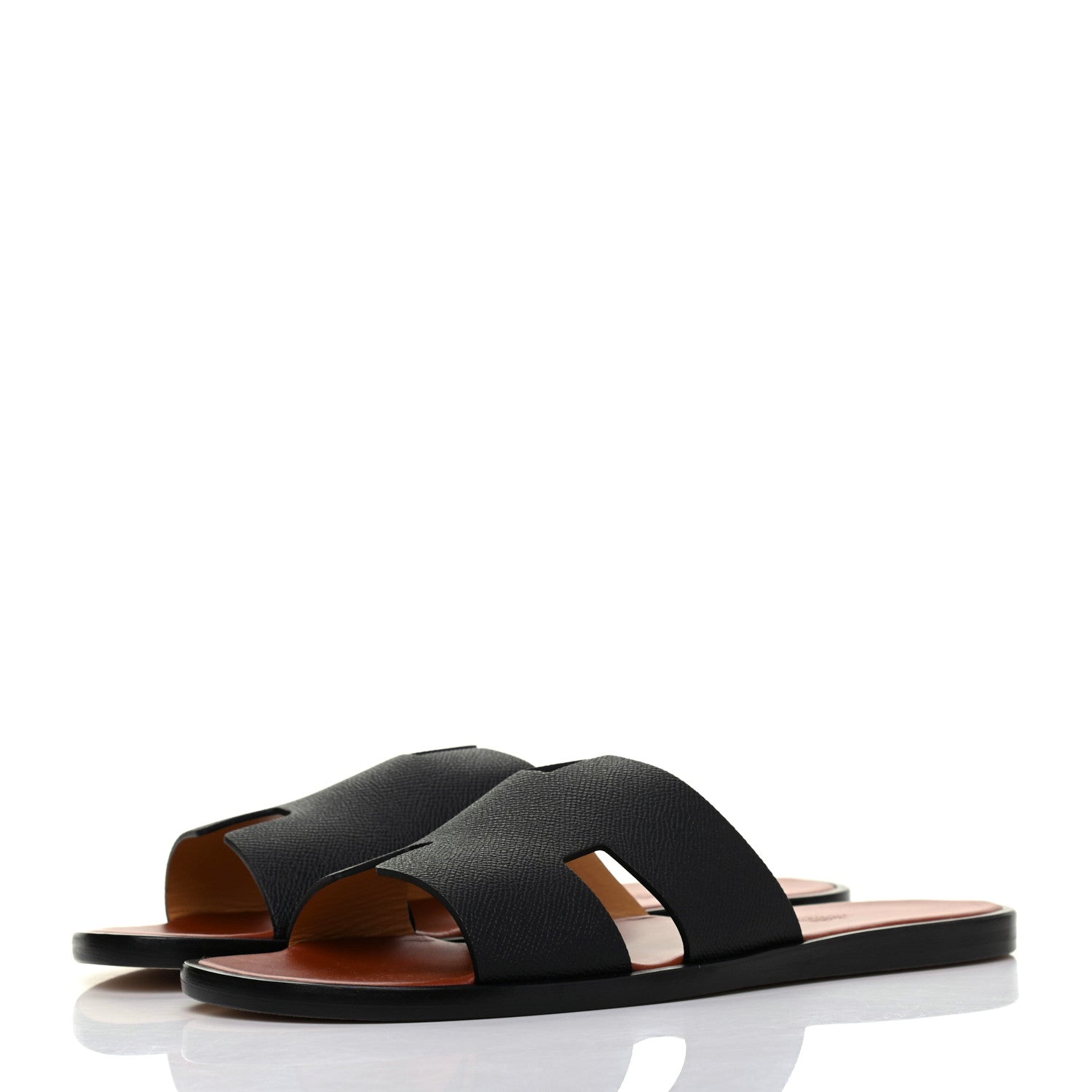Hermes Epsom Mens Izmir Sandals 43 Black Brique 3 of 11