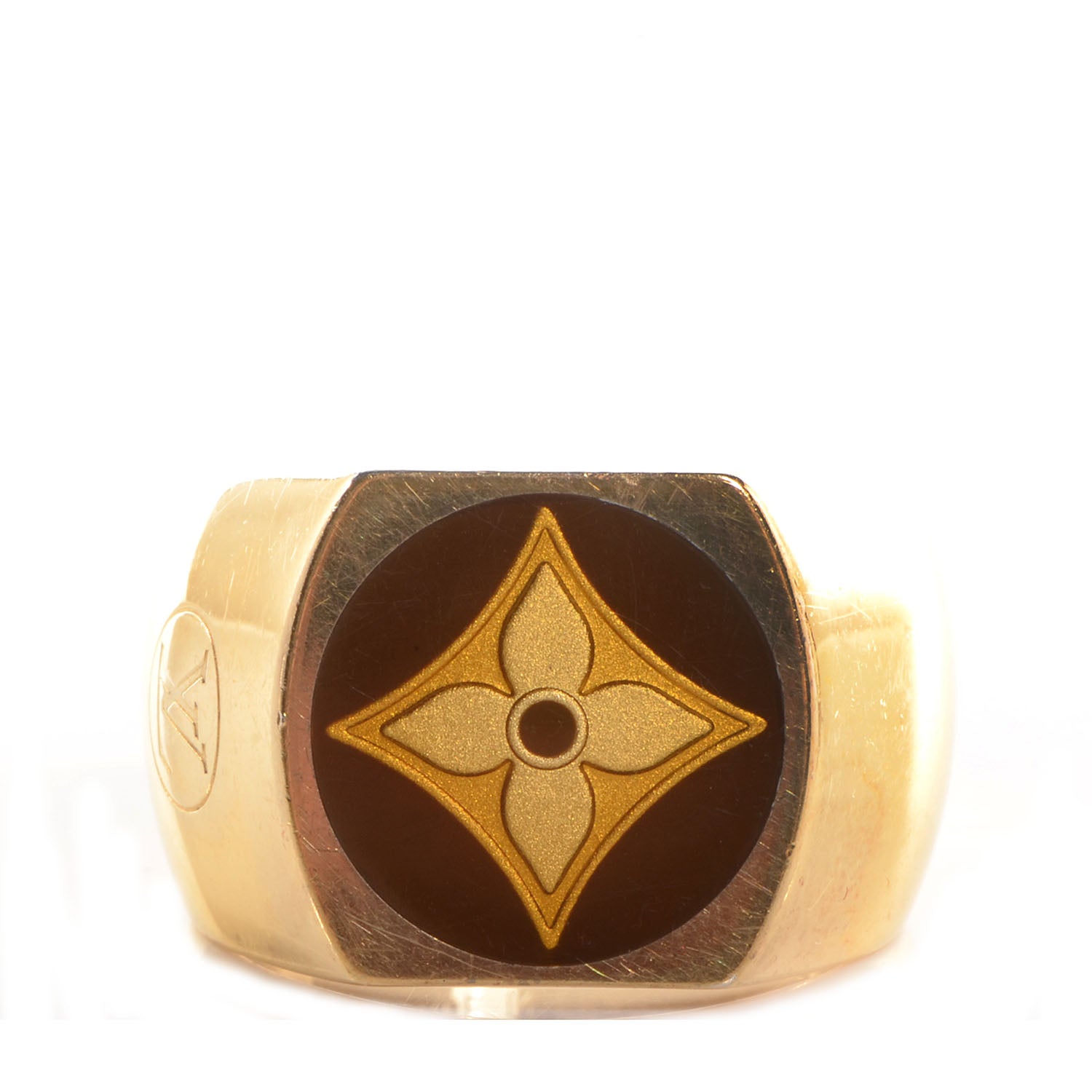 Louis Vuitton Gold Plated Sterling Silver Mens Fleur Ring Size M 1 of 6