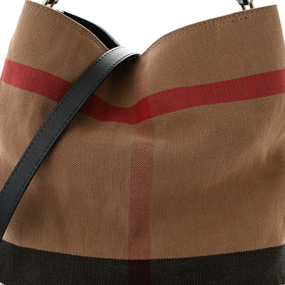 Burberry Canvas Mega Check Medium Ashby Hobo Black 10 of 13
