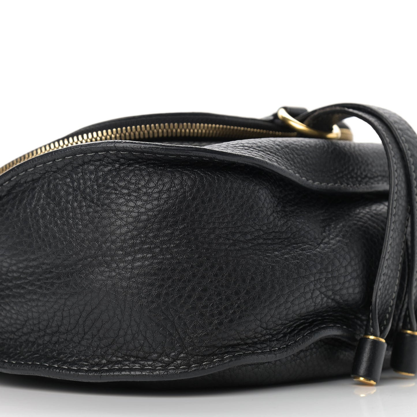 Calfskin Medium Marcie Round Zip Crossbody Bag Black