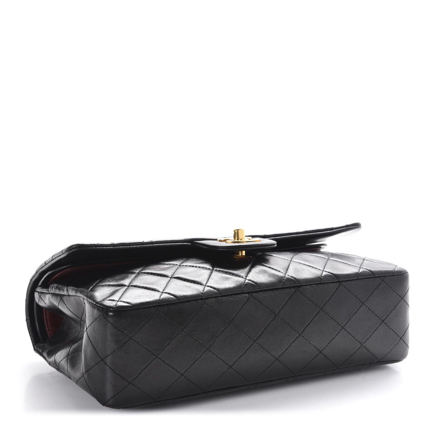 Lambskin Quilted Medium Double Flap Black