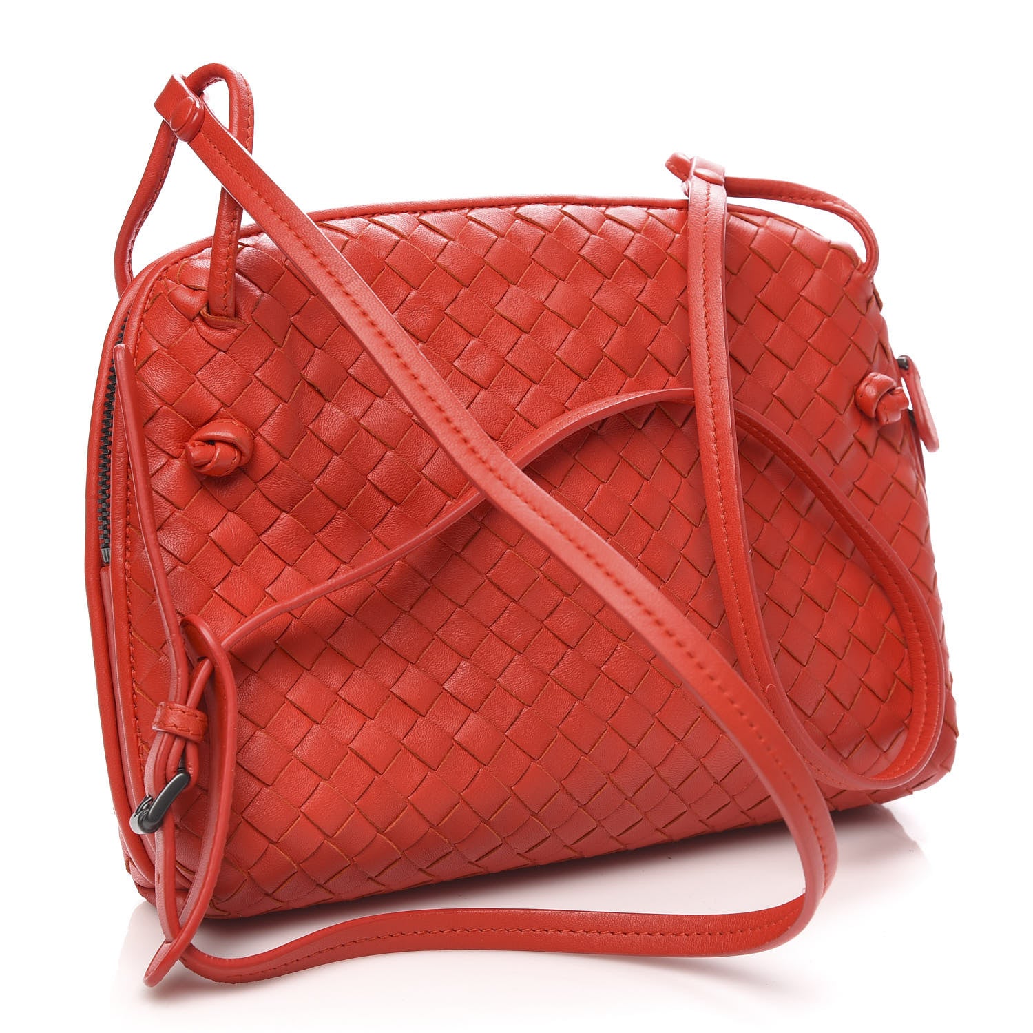 Bottega Veneta Nappa Intrecciato Nodini Crossbody Messenger New Red 3 of 10