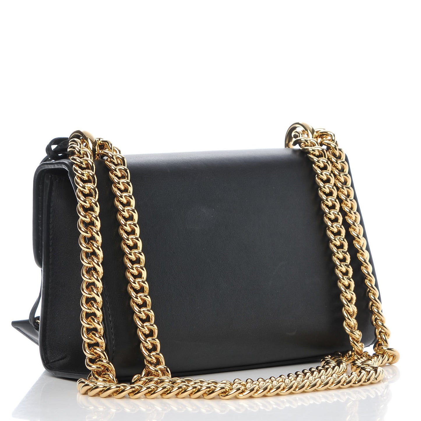 Calfskin Crystal Snake Embroidered Small Padlock Shoulder Bag Black