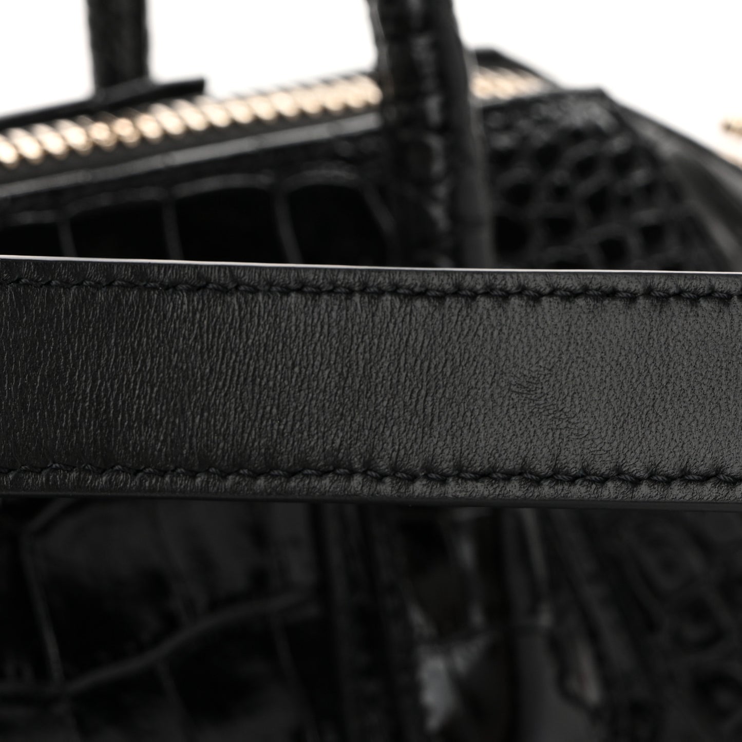 Calfskin Crocodile Embossed Small Antigona Black