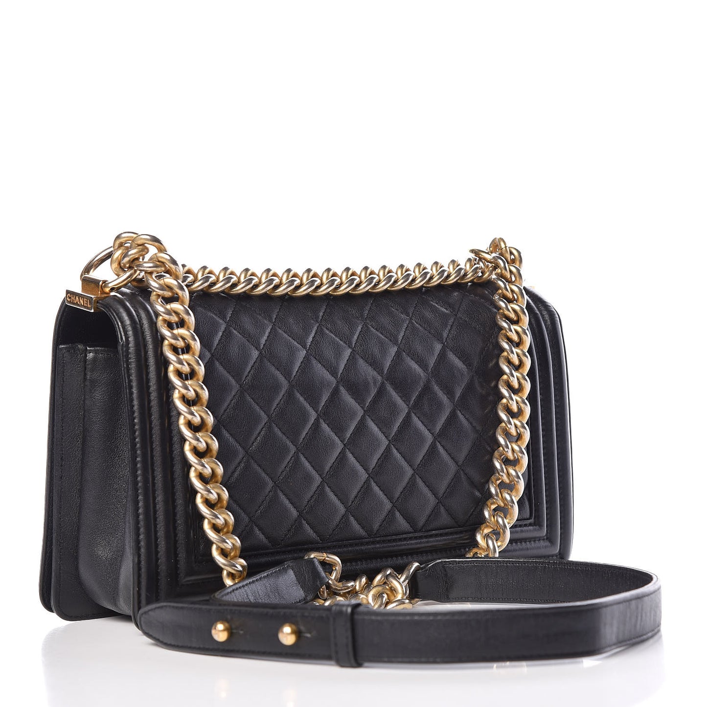 Calfskin Quilted Medium Boy Flap Black