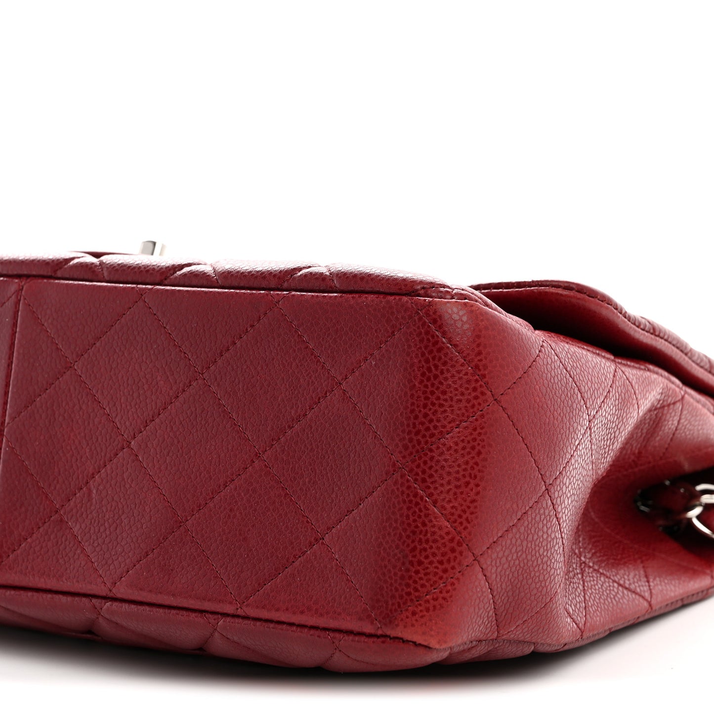 Caviar Quilted Jumbo Single Flap Dark Red