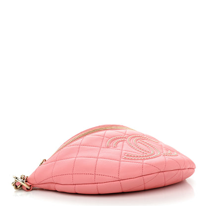 Chanel Lambskin Quilted Studded Waist Bag Fanny Pack Pink 4 of 10