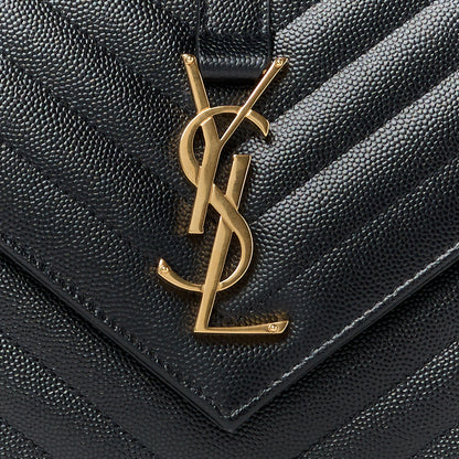 Saint Laurent Grain De Poudre Matelasse Chevron Medium Monogram Satchel Black 9 of 11