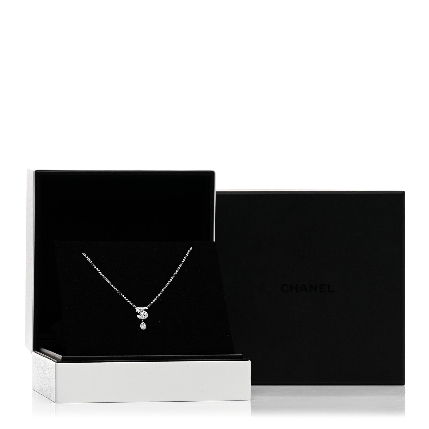Chanel 18K White Gold Diamond Eternal No 5 Necklace 5 of 5