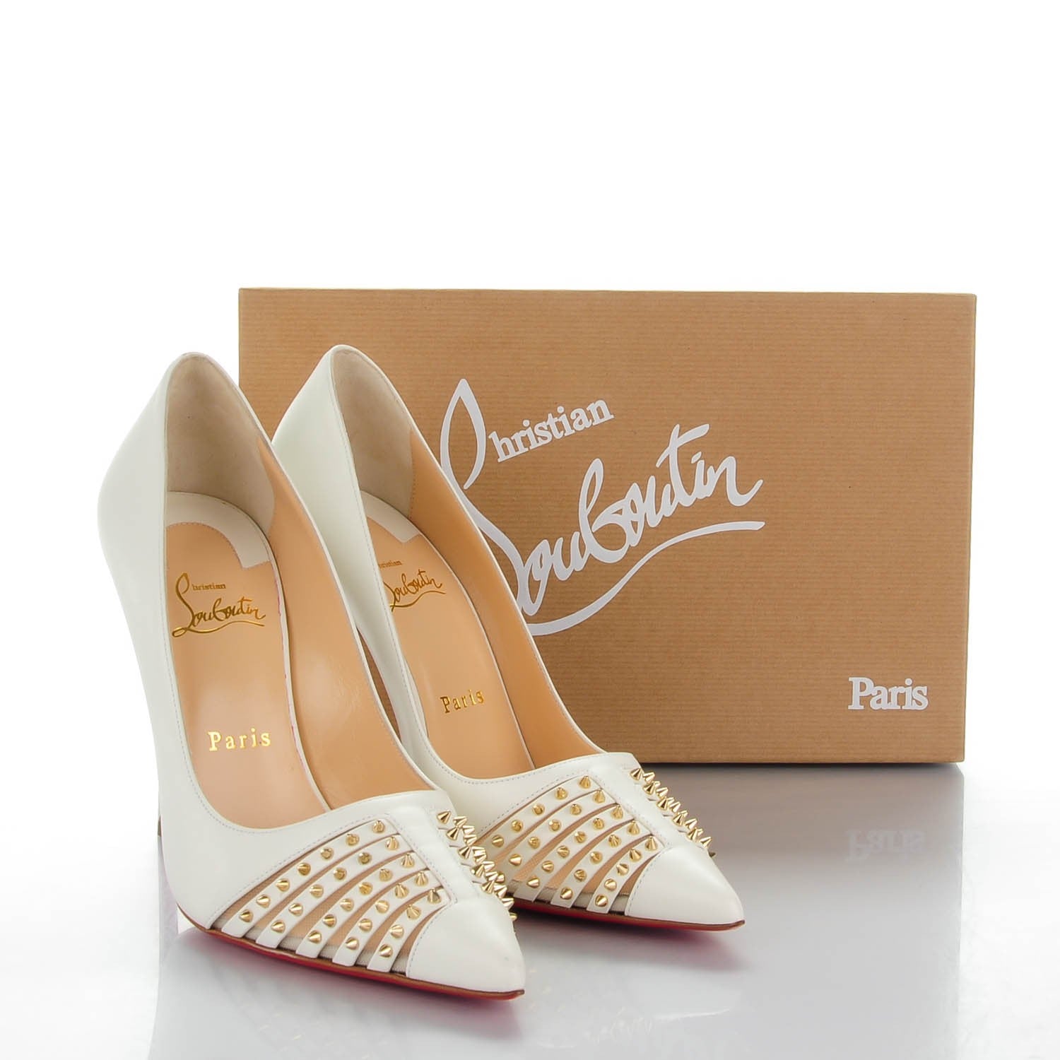 Christian Louboutin Kid Bareta 100 Pumps 39 Neige Light Gold 8 of 8