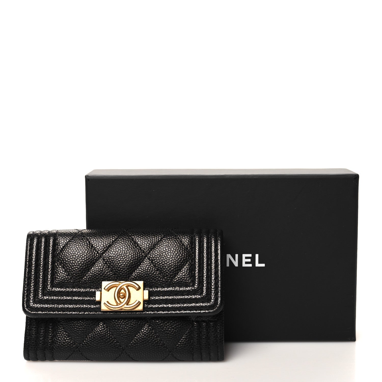Chanel Caviar Quilted Boy Flap Card Holder Black 9 of 9