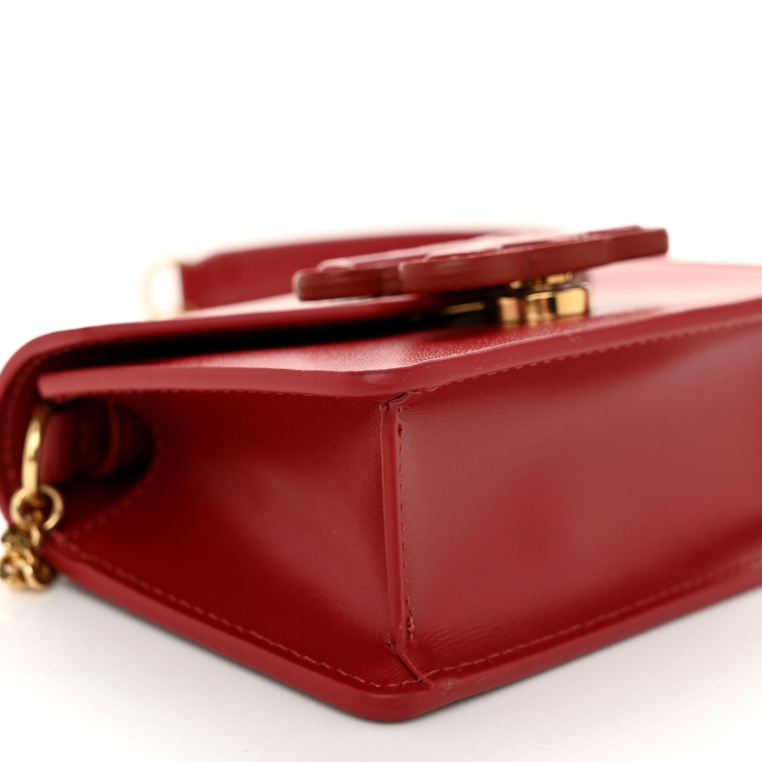 Celine Shiny Calfskin Triomphe Card Holder on Chain Velvet Red 9 of 10