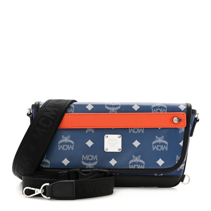 MCM Visetos Reflective Nylon Resnick Crossbody Bag Estate Blue 1 of 10
