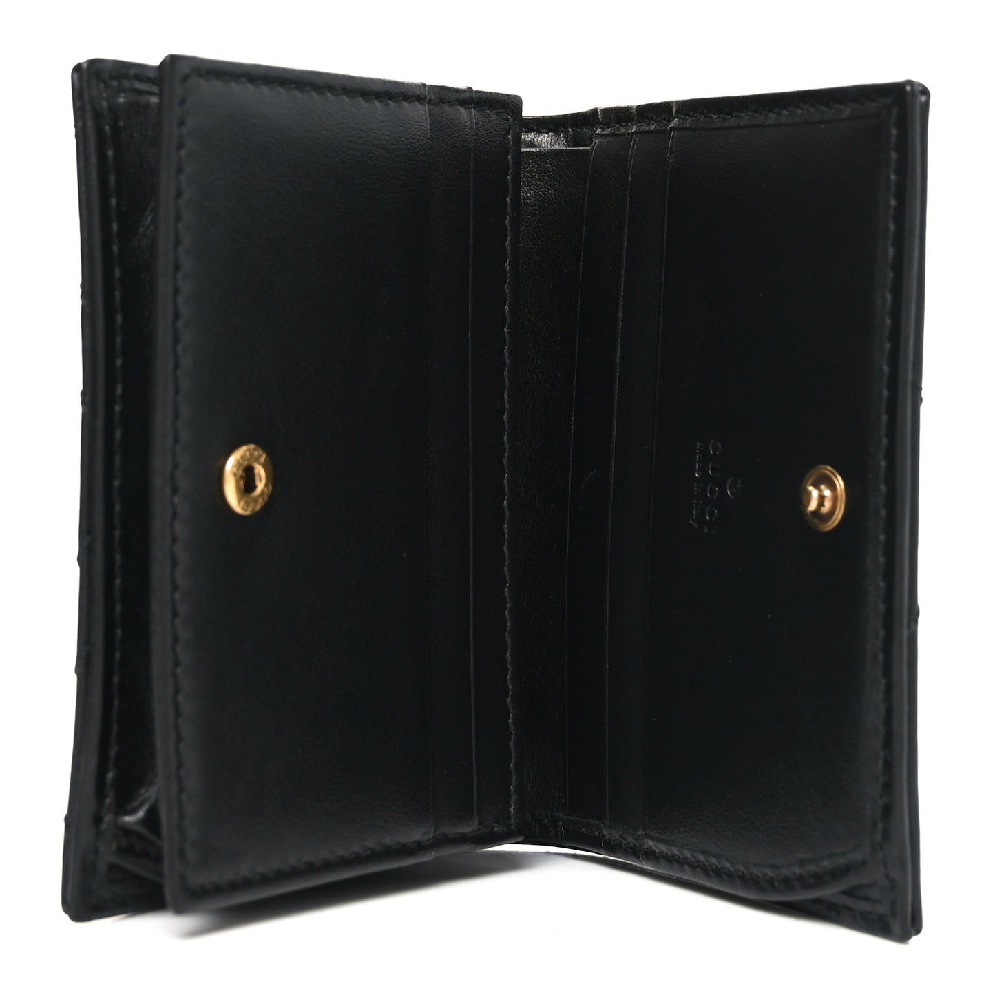Calfskin Matelasse GG Marmont Card Case Wallet Black