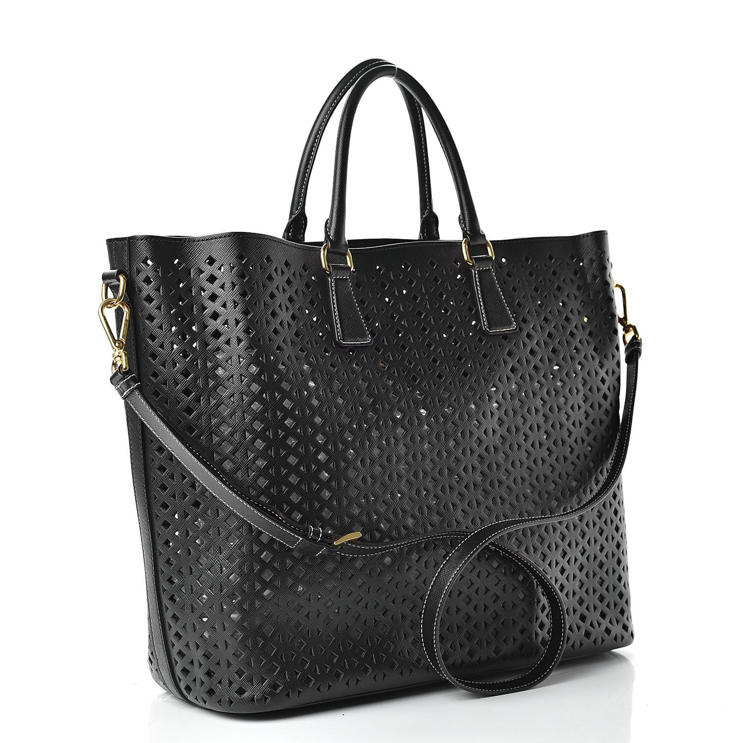 Saffiano Perforated Tote Black