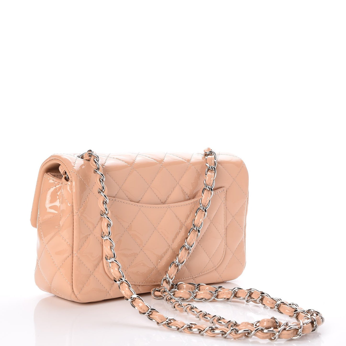 Patent Calfskin Quilted Mini Rectangular Flap Light Pink
