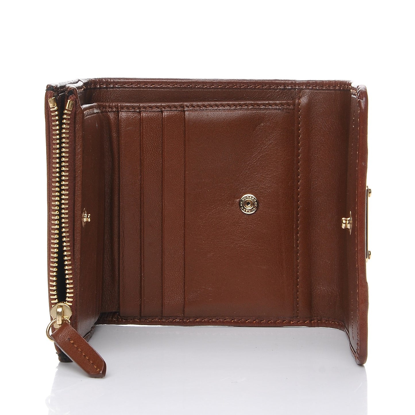 Bridle Calfskin House Check Medium Leighton Wallet Dark Tan