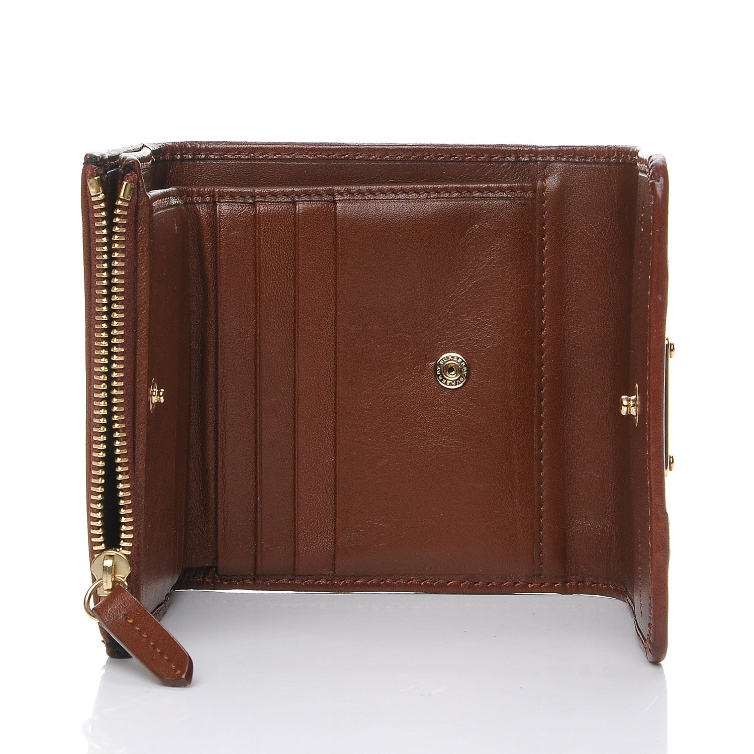 Burberry Bridle Calfskin House Check Medium Leighton Wallet Dark Tan 6 of 10