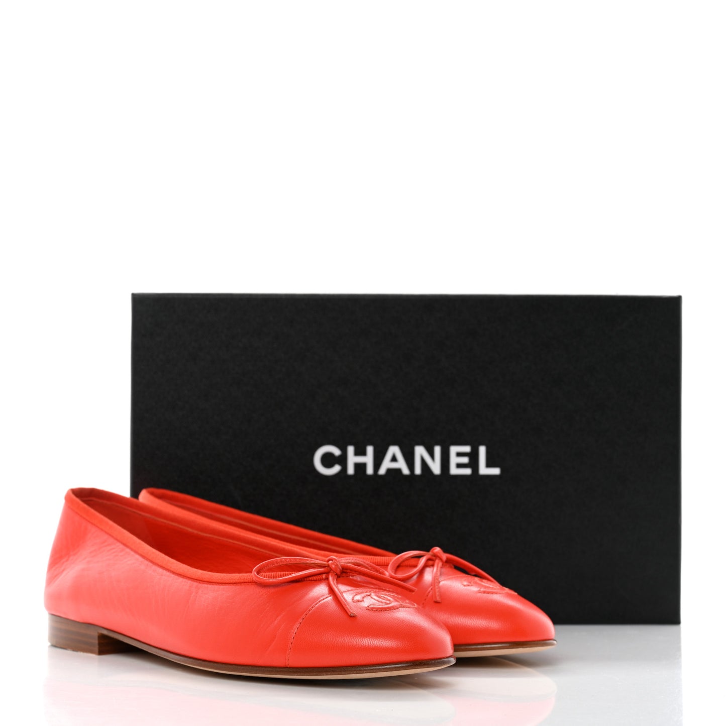 Goatskin Cap Toe CC Ballerina Flats 37 Orange