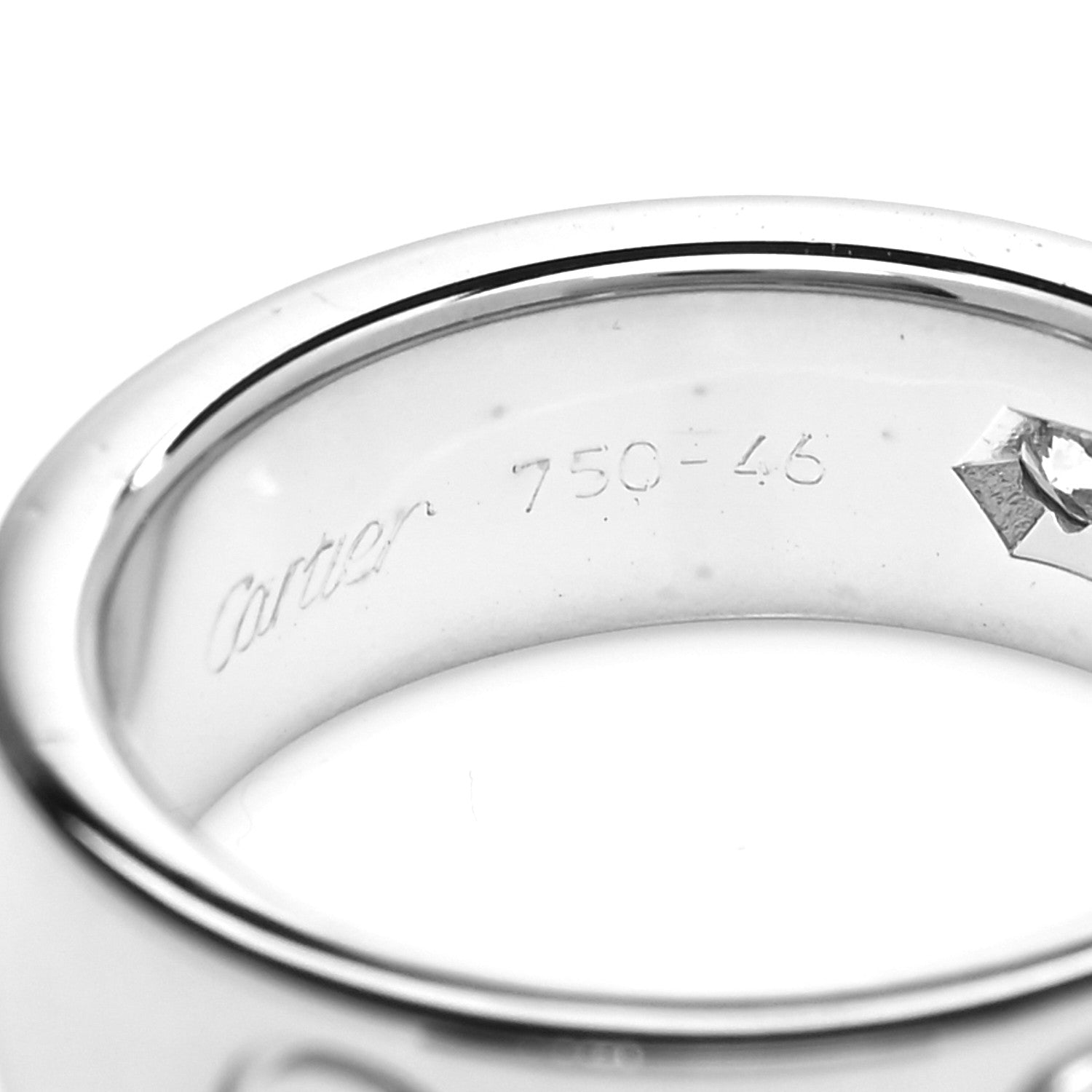 Cartier 18K White Gold 3 Diamond 5.5mm LOVE Ring 46 3.75 4 of 5