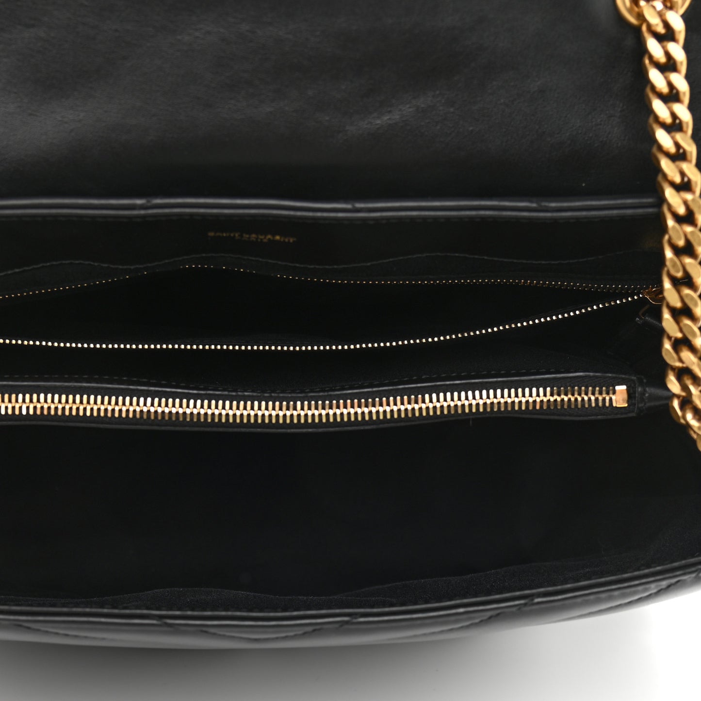 Calfskin Y Quilted Monogram Large Loulou Chain Satchel Black
