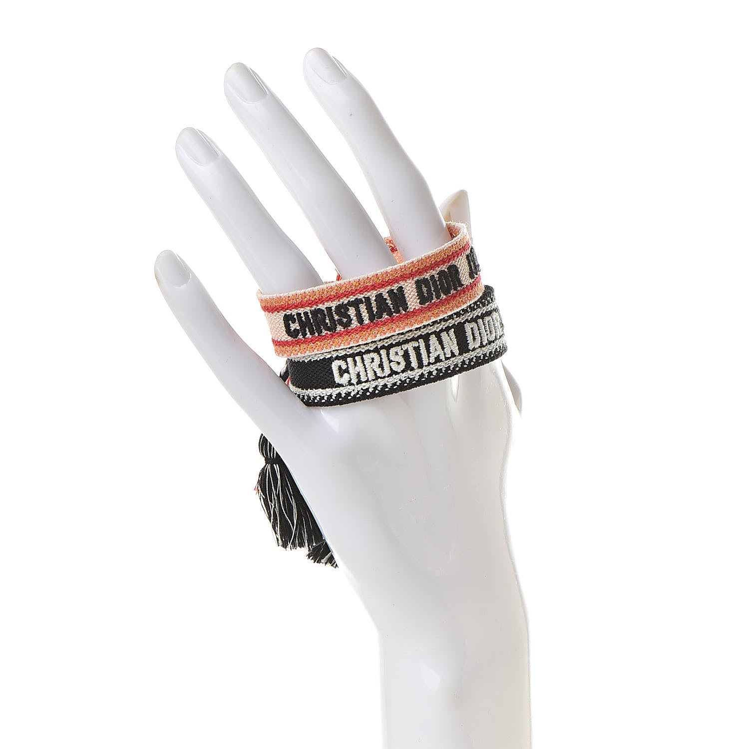 Christian Dior Woven Cotton J'Adior Friendship Bracelet Set Black Orange 2 of 6