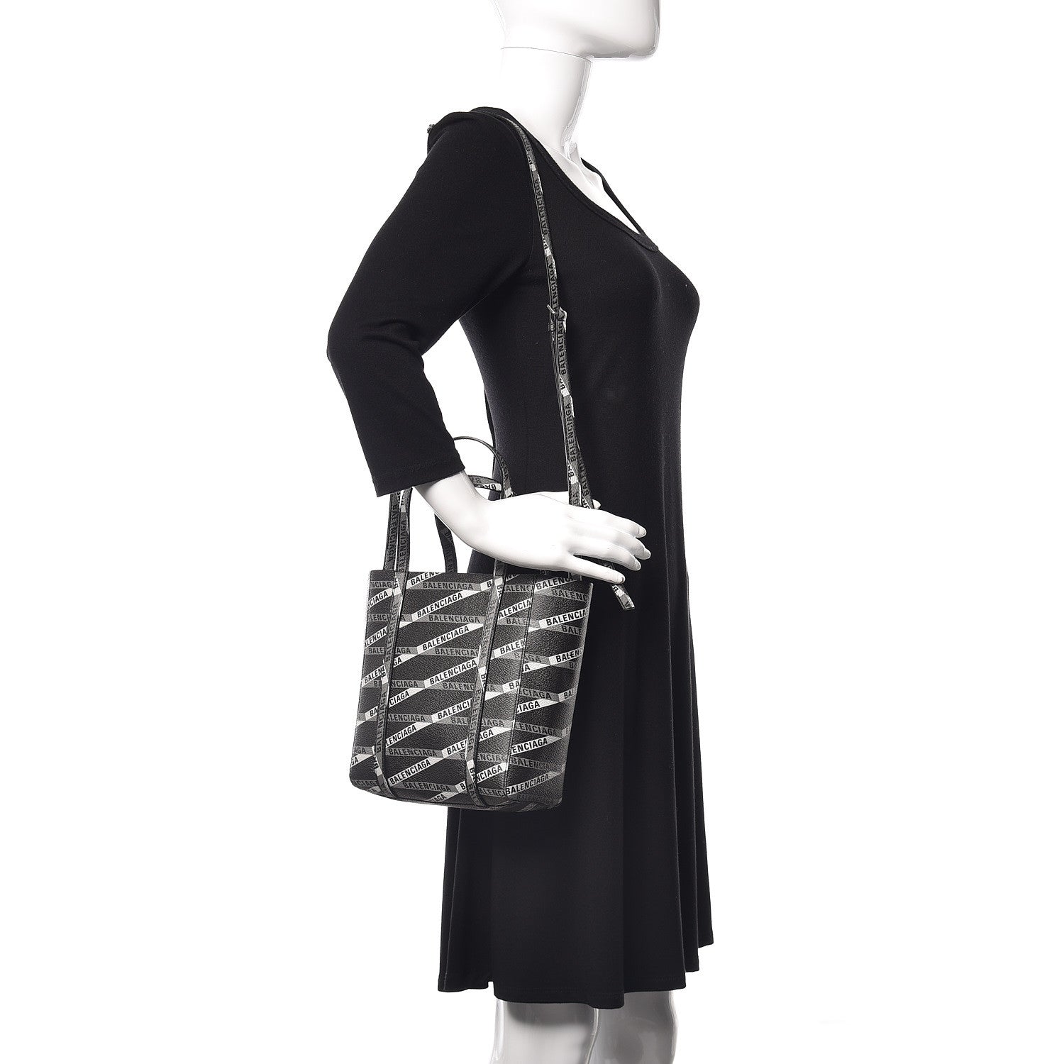 Balenciaga Coated Canvas Losange Monogram Mini Tote Black Grey 2 of 8