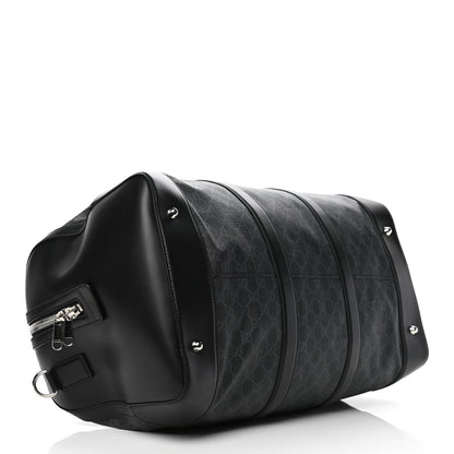Gucci Soft GG Supreme Monogram Appia Calfskin Web Large Carry On Duffle Bag Black Grey 3 of 6
