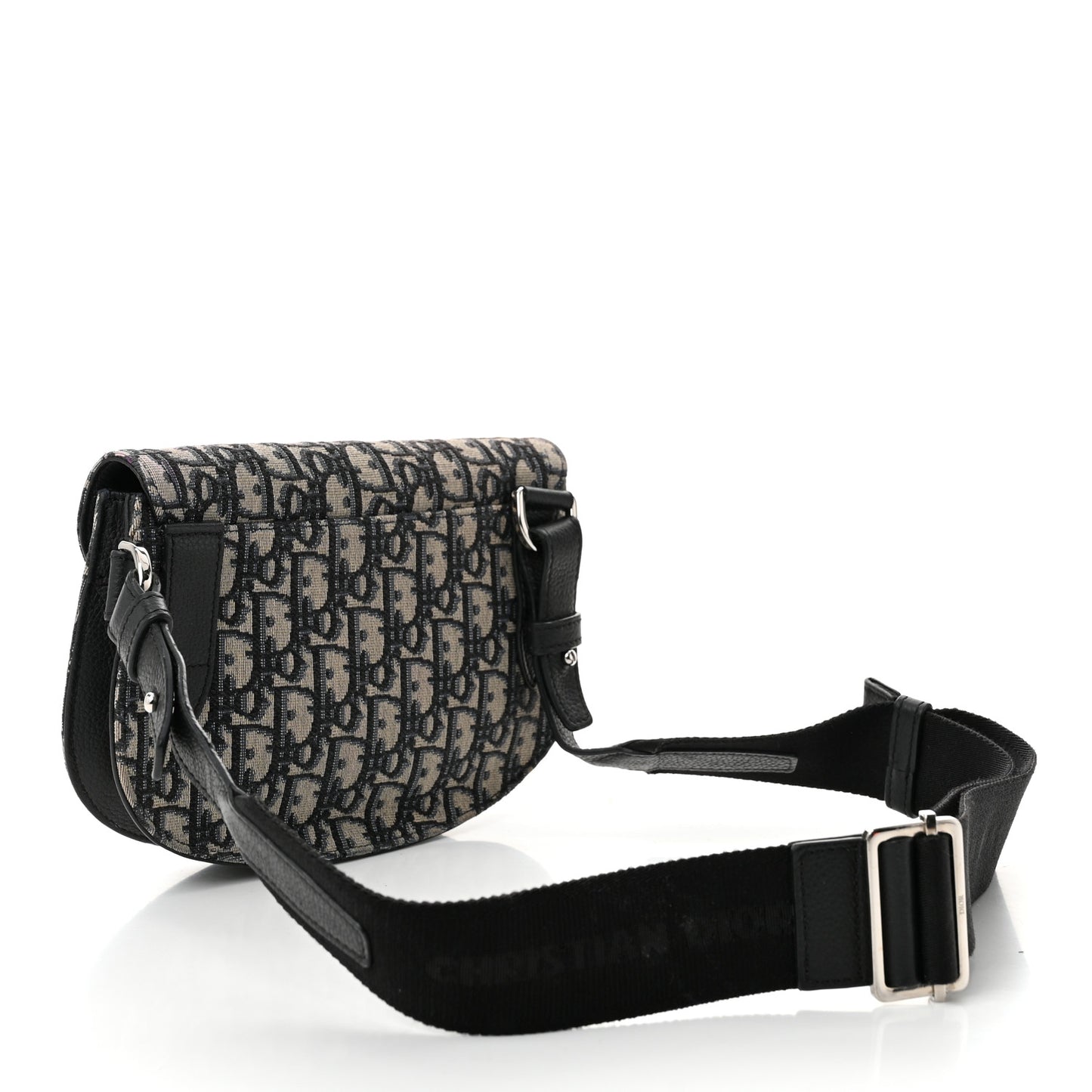 Oblique Saddle Messenger Pouch Beige Black