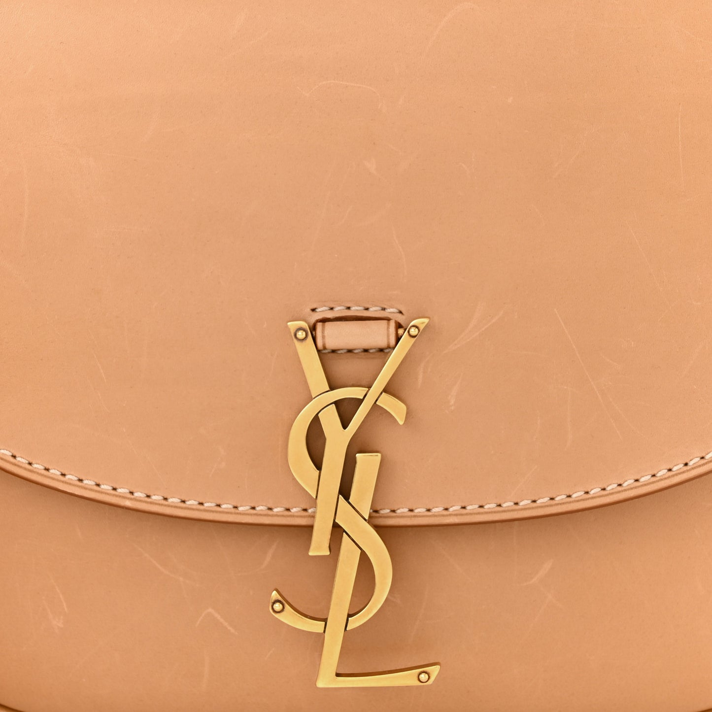 Smooth Vintage Calfskin Monogram Medium Kaia Satchel Gold