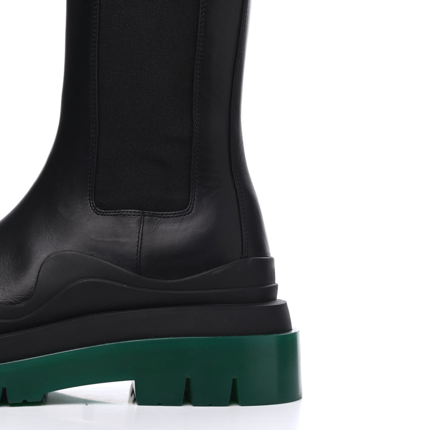 Bottega Veneta Calfskin The Tire Chelsea Boots 37 Black Green 13 of 15