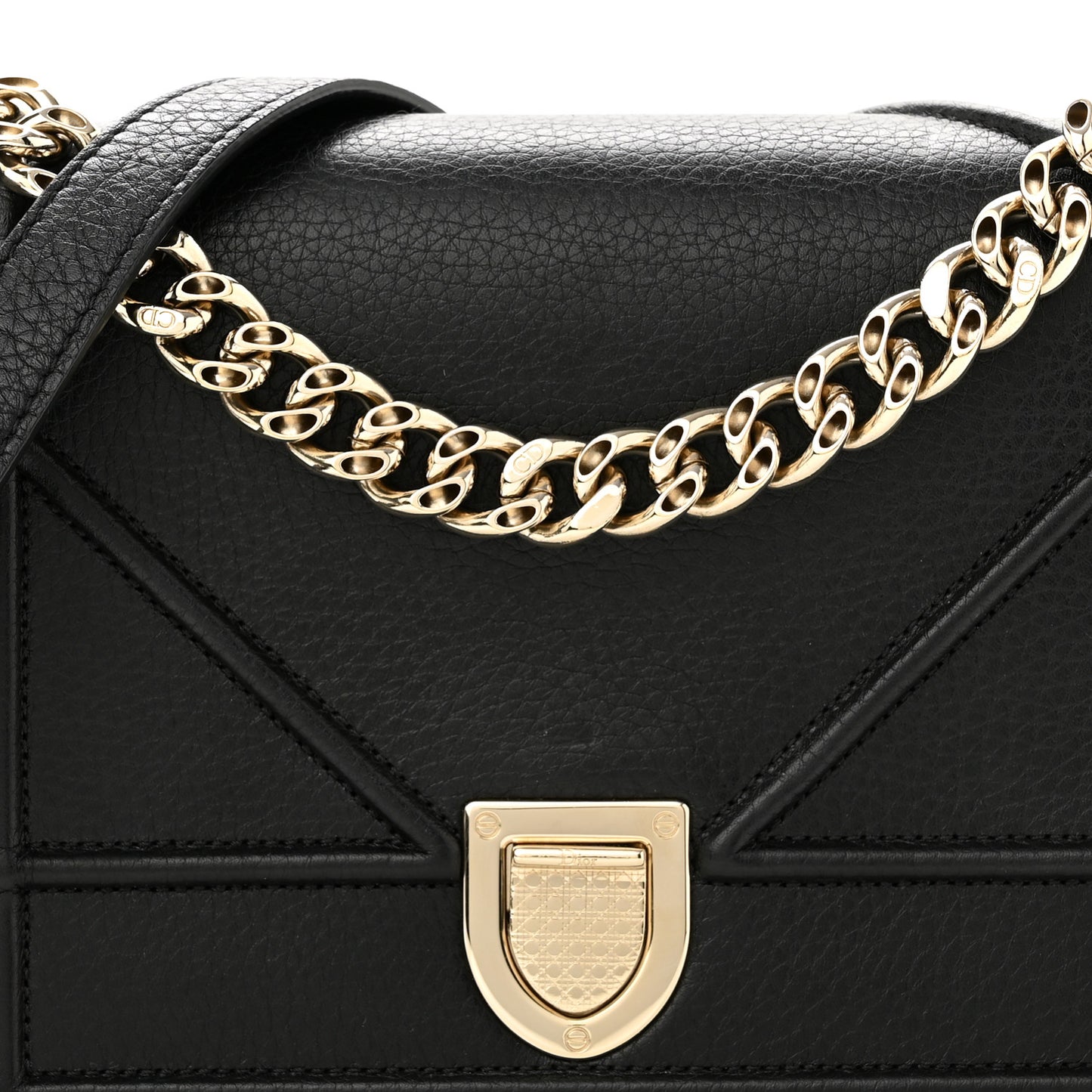 Grained Calfskin Medium Diorama Flap Bag Black