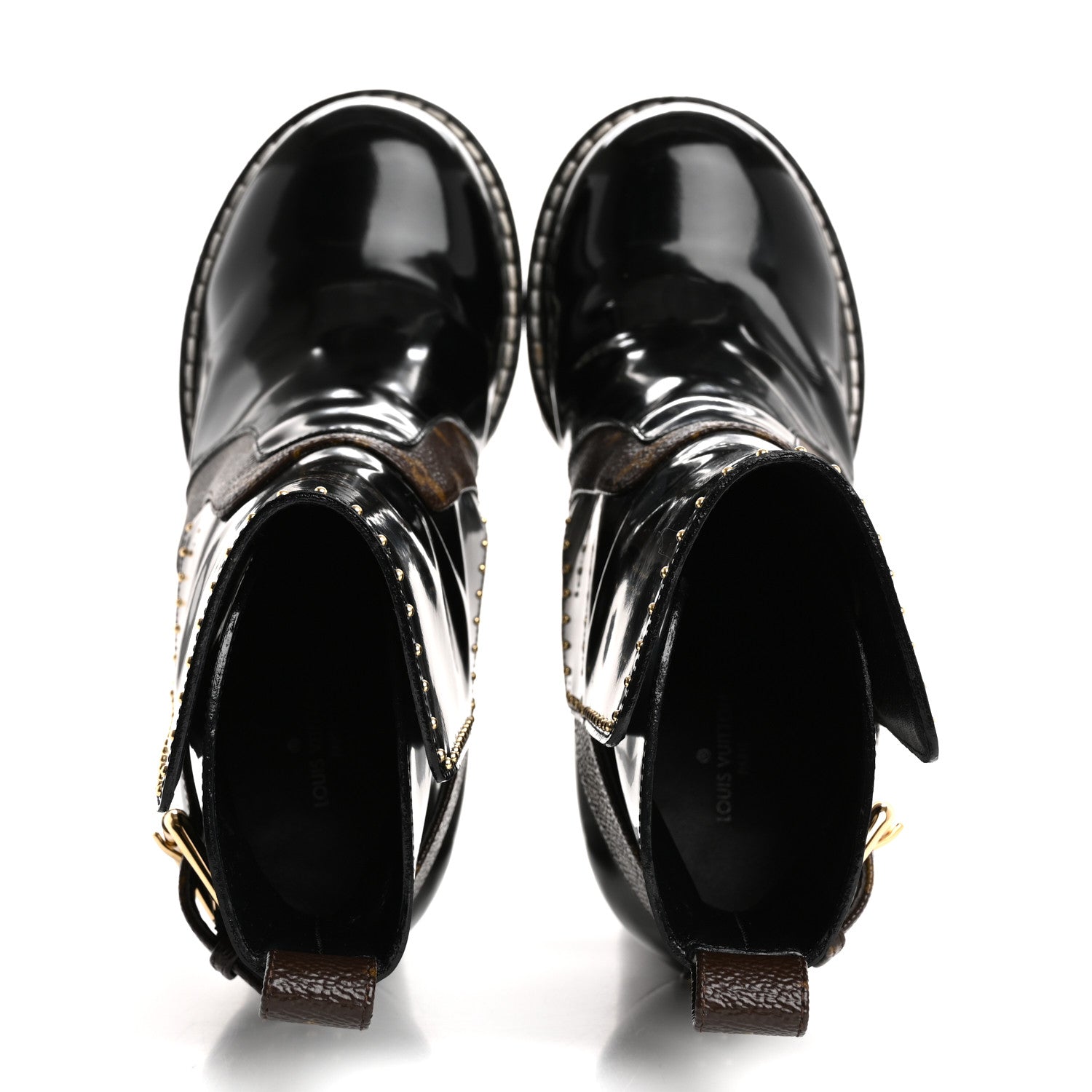 Louis Vuitton Glazed Calfskin Monogram Embellished Star Trail Ankle Boots 37.5 Black 2 of 14