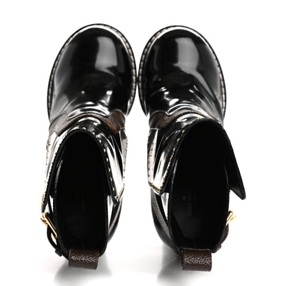 Louis Vuitton Glazed Calfskin Monogram Embellished Star Trail Ankle Boots 37.5 Black 2 of 14