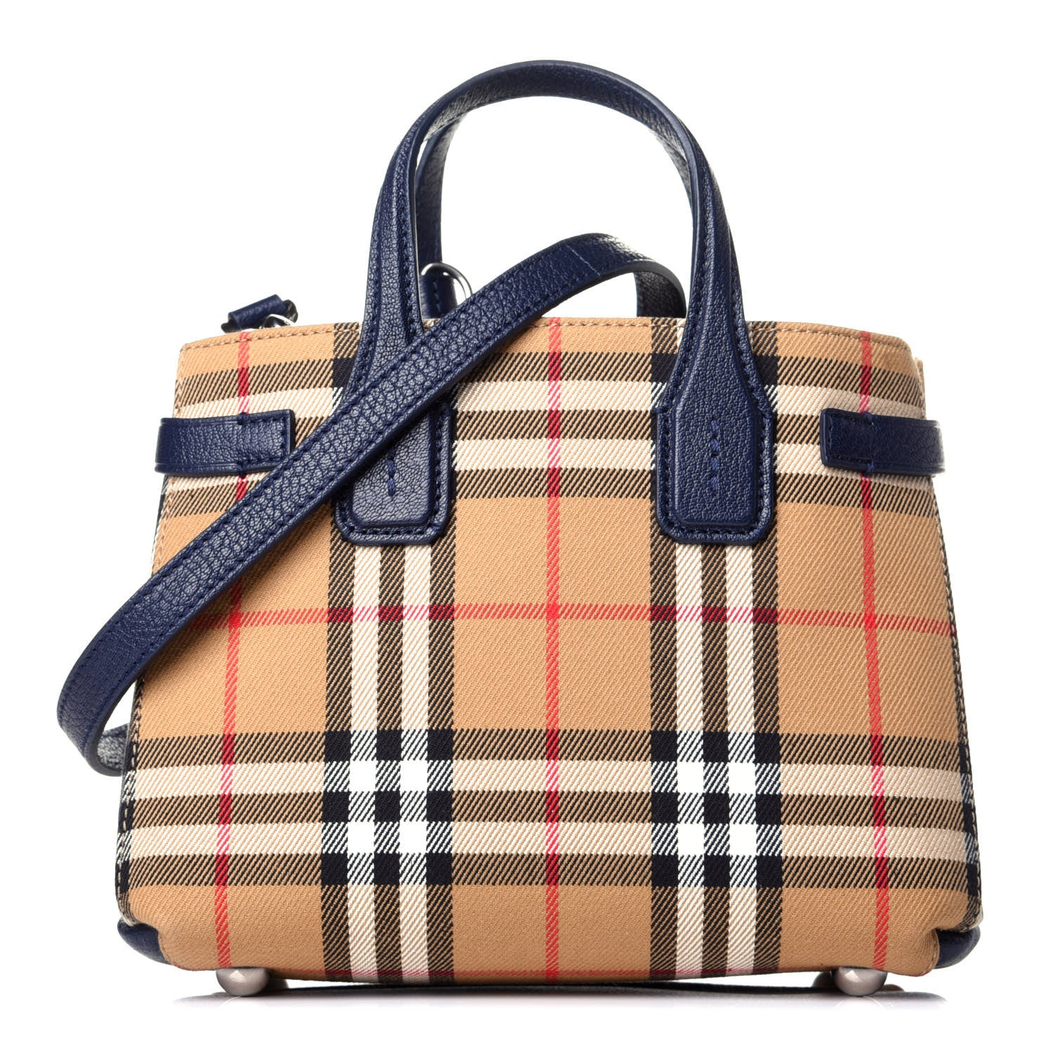 Burberry Goatskin Vintage Check Baby Banner Tote Regency Blue 1 of 9