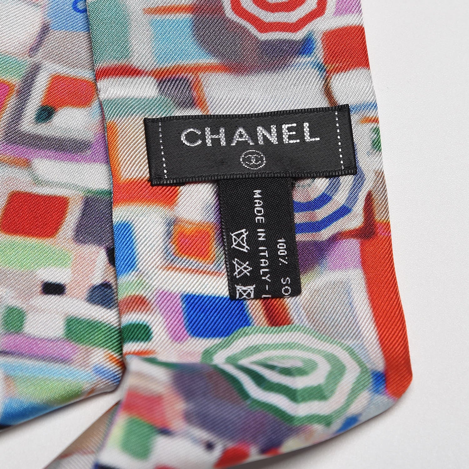 Chanel Silk Slim Bandeau Scarf Multicolor Red 3 of 3