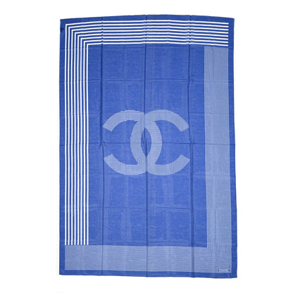 Chanel Cotton Silk CC Scarf Blue 1 of 3