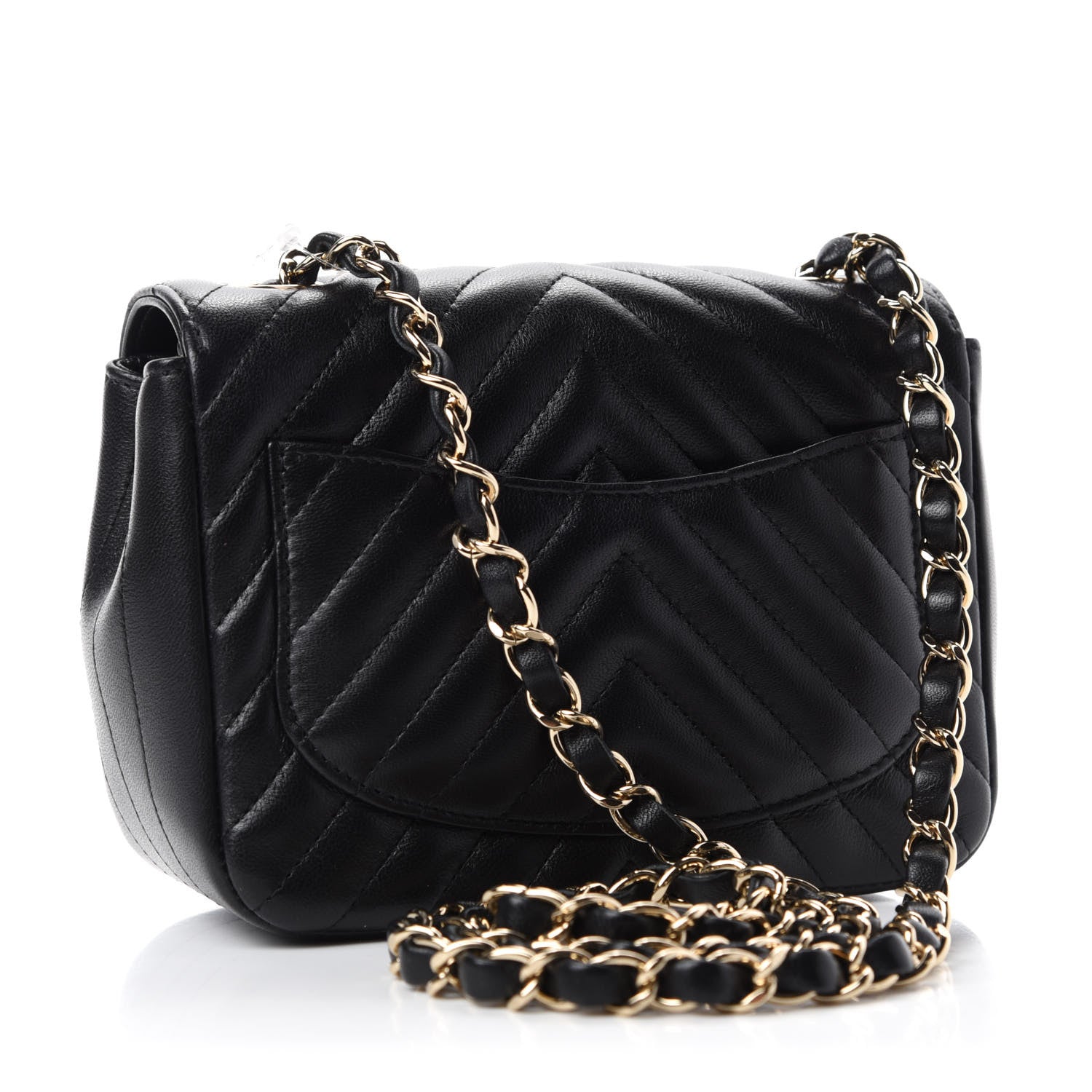 Chanel Lambskin Chevron Quilted Mini Square Flap Black 3 of 11