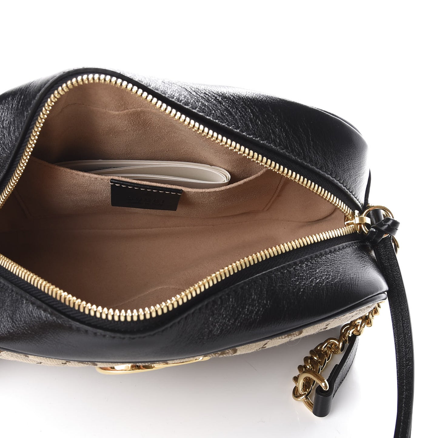 Monogram Matelasse Diagonal Small GG Marmont Chain Shoulder Bag Beige Black