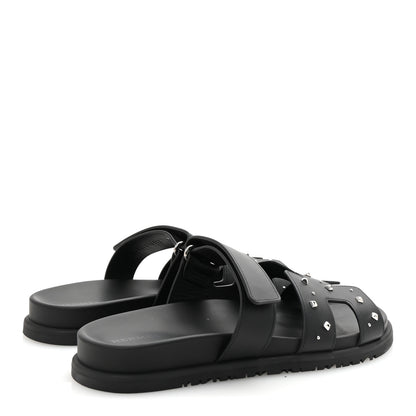 Hermes Calfskin Medor Studded Womens Chypre Sandals 39 Black 5 of 9