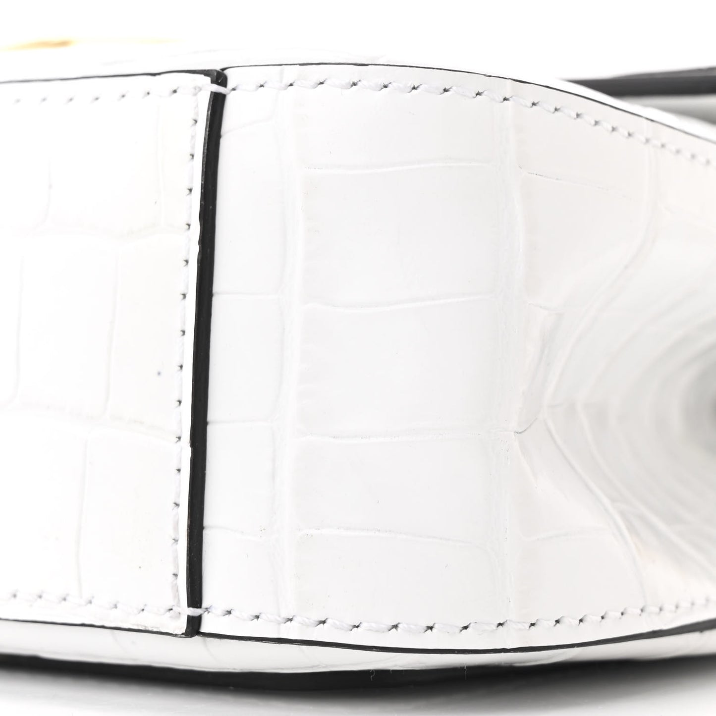 Calfskin Crocodile Embossed Small C Double Carry Brilliant White